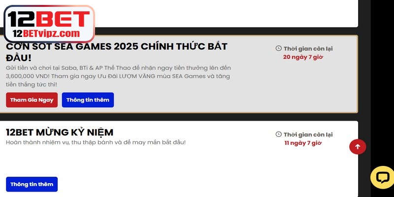 Nhận khuyến mãi 12BET siêu nhanh với vài bước thực hiện